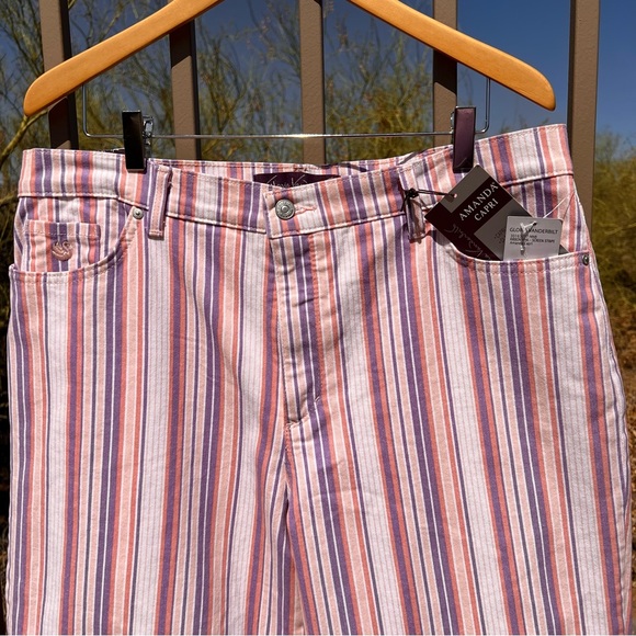 ⬇️Gloria Vanderbilt NWT Women’s Amanda Capri 18 Color Ribbon Pink/Screen Stripe - Picture 3 of 14